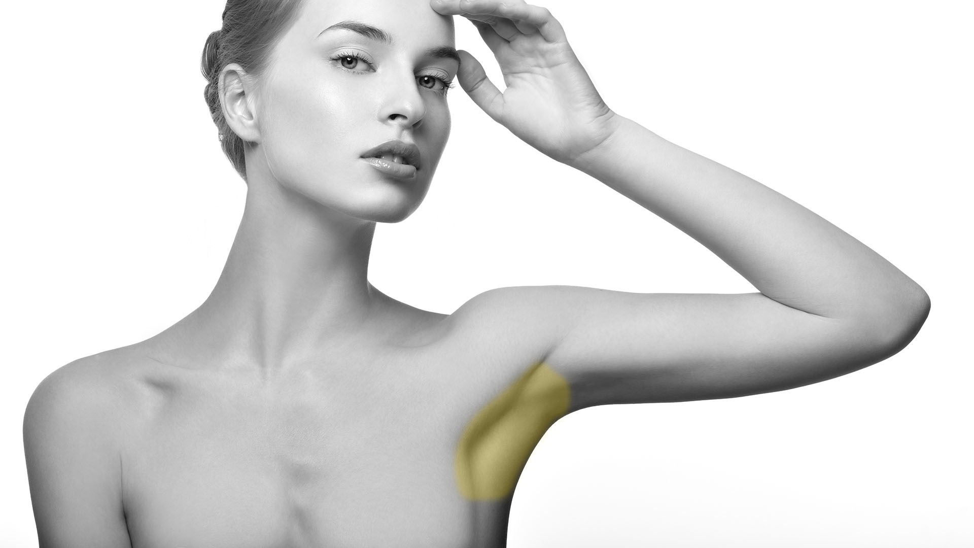Young beautiful woman. perfect skin. armpit's care
